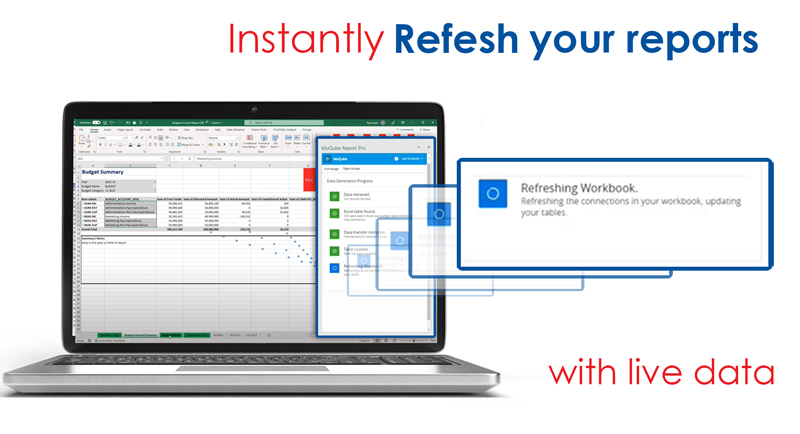 Refresh live data in excel with report pro