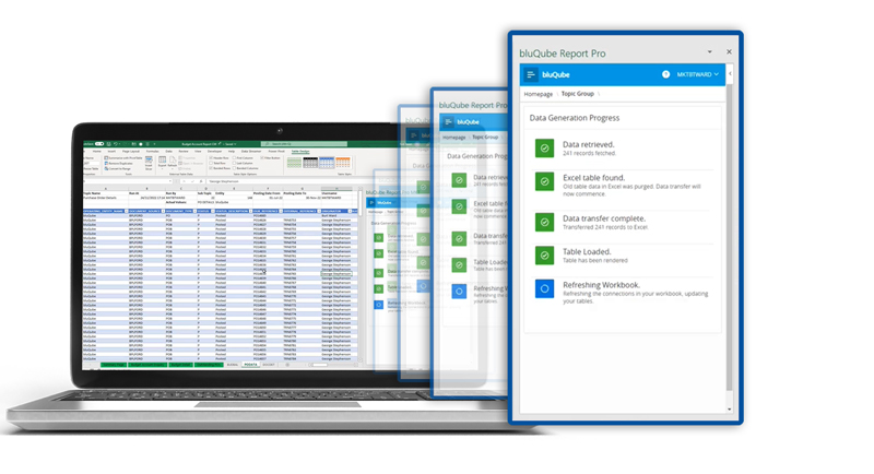 laptop using excel report tool to refresh the data process