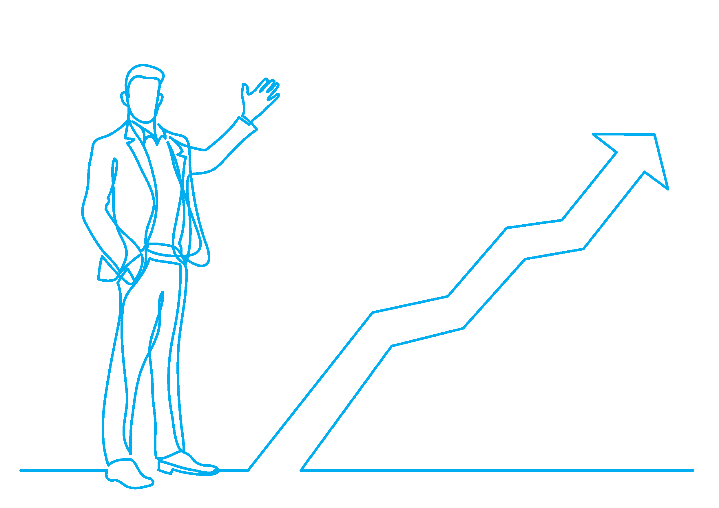 line drawing of man with graph