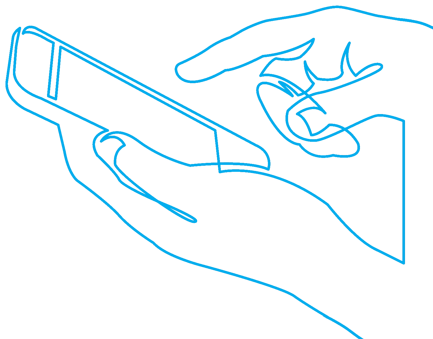 Line drawing of a mobile phone